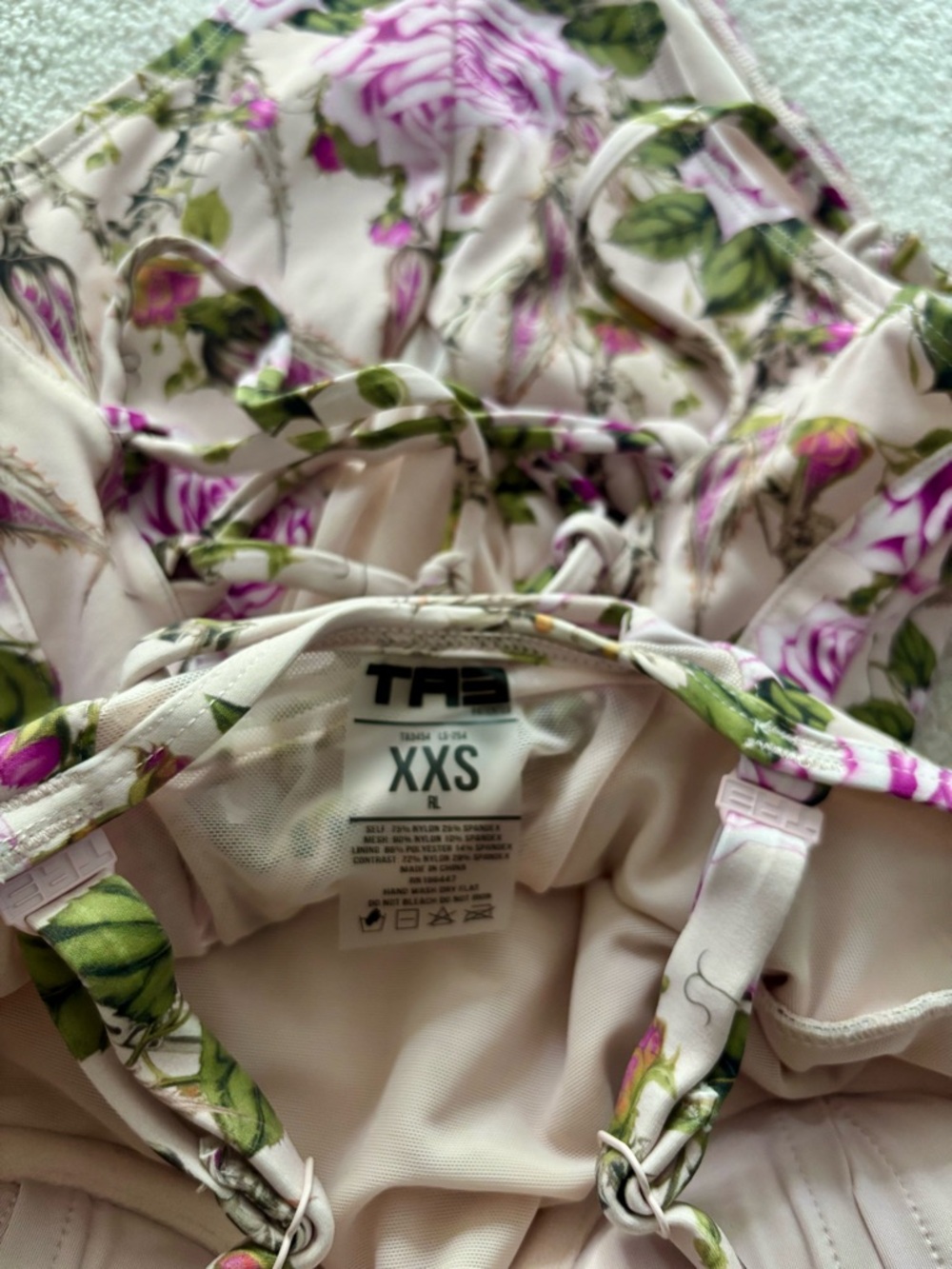 Floral Pink Rose One-Piece Swimsuit with Cutouts - Picture 9 of 12